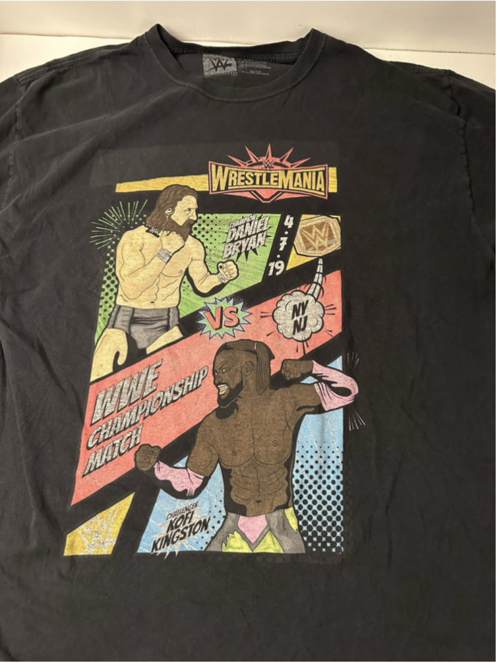 WWE WrestleMania 35 T Shirt Kofi Kingston vs Daniel Bryan Graphic Tee Black Matc